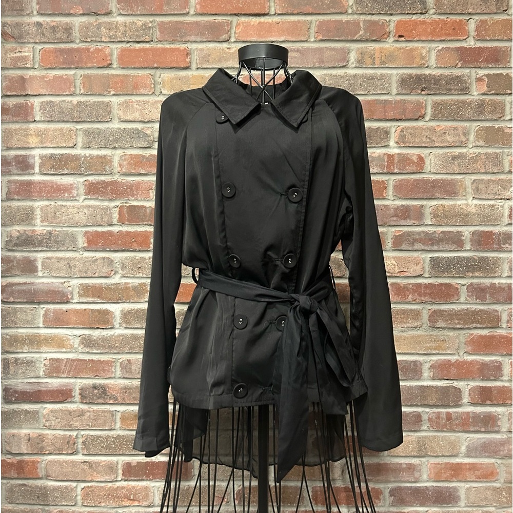 Miila Black Long Sleeve Belted Faux Double Breasted Blouse/Jacket Size Large